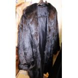 Three quater length black faux fur coat