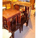 Two nest of three tables and Walnut Sutherland table with ceramic castors