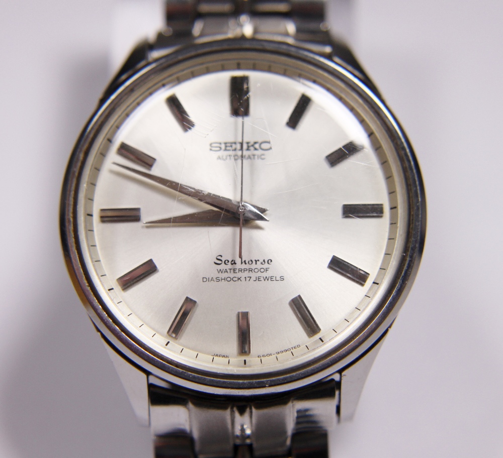 Seiko automatic Sea Horse Diashock 17 jewel gents stainless steel wristwatch and strap,