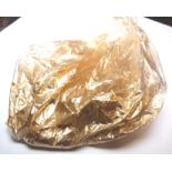 Bag of powdered gold, tested by us as 18 ct +. Total weight including bag 37.8g. Bag approx 2g.