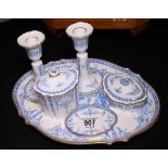 Victorian Wedgwood blue and white ceramic dressing table set