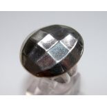 Silver fancy disc ring,