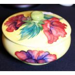 Moorcroft yellow Hibiscus lidded bowl