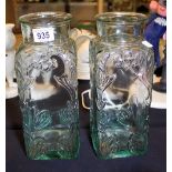 Two vintage style embossed glass jars,