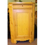 Large Austrian pine corner cupboard with single upper drawer 145 cm