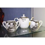 Black and white Hayasi Oriental china teapot,