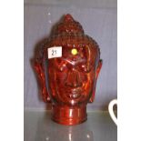 Heavy red glass Buddha