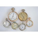 A lady's silver fob watch together with five other pocket watches. Est. £30 - £40.