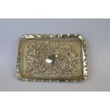 An attractive rectangular dressing table tray with crimped rim and embossed decoration. Birmingham