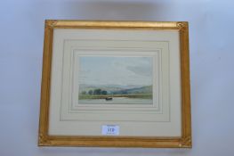 WILLIAM WILLIAMS - An attractive picture of boat in gilt frame. Inscribed "On The Exe". 21cms x