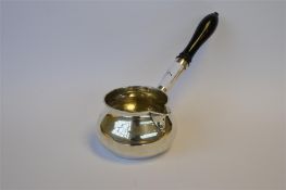 A good Georgian brandy pan with ball decorated pouring lip to tapered handle. London 1786. Makers