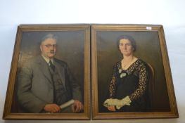H J WESSPLING - A pair of husband and wife portraits. Signed and dated 1937. 76cms x 59cms. Est. £