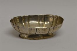 An Antique oval Continental sweet dish. Approx 109 grams. Est. £90 - £100.