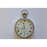 A silver stem wind pocket watch with white enamelled dial. (In almost mint condition.) Est. £70 - £