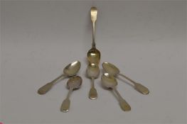 A group of six various fiddle pattern teaspoons. Various dates and makers. Approx 128 grams. Est £30