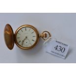 A gent's engraved pocket watch with white enamel dial. By Elgin. Est. £30 - £40.