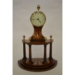 A Continental satinwood, mahogany and parquetry mantle clock with platform lever escapement,