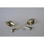 A pair of heavy OE pattern tablespoons with initalled terminals. Sheffield 1899. By JD & S.