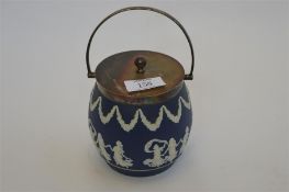 A good hinged top Adams biscuit barrel with swag decoration. Est. £30 - £40.