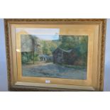 A SINCLAIR - Another large bright picture of cottage and water mill. 48cms x 73cms. Est. £70 - £80.