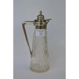 An attractive hobnail cut claret jug with embossed cover and hinged lid. Sheffield 1872. By H & W.