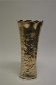 A stylish Art Nouveau spill vase with wavy rim and flower decoration. Birmingham 1903. By H&M.