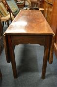 A mahogany heavy two lap table on square tapering supports. Est. £40 - £60.