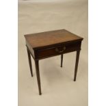 An Antique oak single drawer side table with swing handle. Est. £40 - £50.