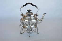 A good quality half fluted spirit kettle. Sheffield 1901. By Mappin & Webb. 38 1/2 ozs. Est. £