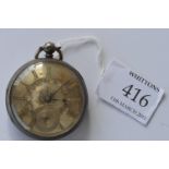 A gent's silver open face pocket watch with silver dial. Est. £35 - £40.