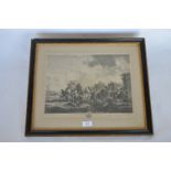 Engraving of military battle scene entitled "La Fontaine de Venus". Est. £20 - £30.