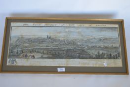 A large picture entitled The West Prospect of The City of Exeter. Est. £15 - £20.