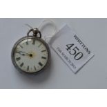 A small silver lady's fob watch with engraved decoration and white dial. est. £15 - £20.