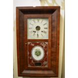 An American mahogany framed wall clock with painted dial. Est. £20 - £30.