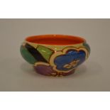 CLARICE CLIFF - Red gardinia sugar bowl with floral decoration. Est. £200 - £250.