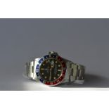 A gent's stainless steel Rolex Oyster Perpetual GMT Master with date aperture on stainless steel