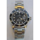 A good gent's stainless steel Rolex Oyster perpetual date with black dial on stainless Rolex