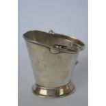 An unusual novelty miniature silver coal scuttle with swing handle. Birmingham 1896. By LE.