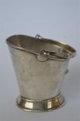 An unusual novelty miniature silver coal scuttle with swing handle. Birmingham 1896. By LE.