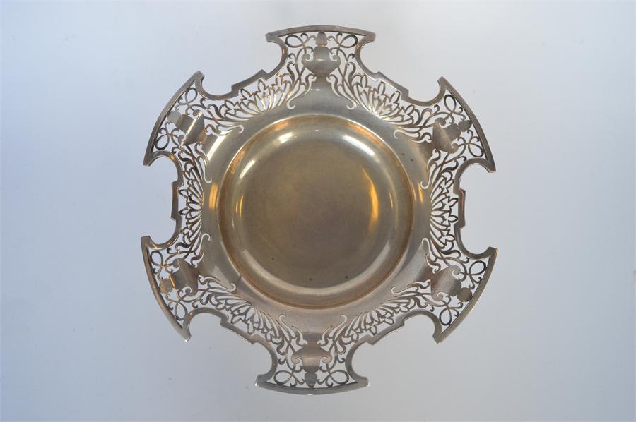 An attractive pierced circular sweet dish of Art Deco design. Sheffield 1928. by JD & S. Approx. 360 - Image 2 of 2