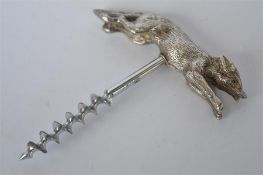 A good quality cork screw in the form of a running fox. Birmingham. By JBO&S. Est. £130 - £150.