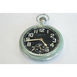 A gent's chrome military Waltham pocket watch with black enamelled dial. Est. £40 - £50.