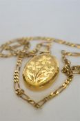 A modern 9 ct oval locket on rope twist fine link chain. Approx. 15 grams. Est. £140 - £160.