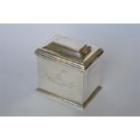 A good quality George III hinged top box with step base decorated with armorial. London 1803. By