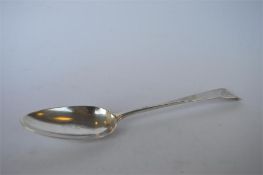 A Hester Bateman OE pattern table spoon. London 1781. Approx 68 grams, and 22 cms long. Est. £