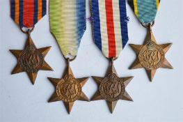 France and Germany star, Burma star, Atlantic star and COPY “Aircrew Europe”. Est. £20 - £30.