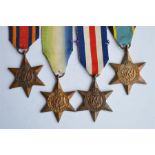 France and Germany star, Burma star, Atlantic star and COPY “Aircrew Europe”. Est. £20 - £30.