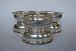 A set of six heavy Eastern bowls with engraved decoration. Approx 560 grams. Est. £250 - £300.
