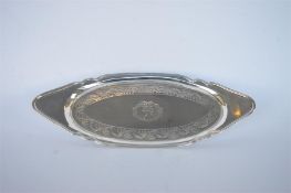 An attractive George III oval pen tray decorated with scrolls and leaves, and reeded rim. London