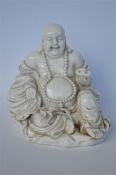 An Oriental Blanc - de - chine Buddha. Approx. 15 cms high. Est. £30 - £40.